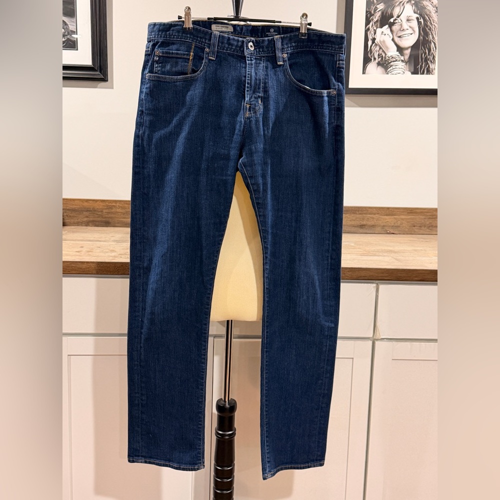 Ag Adriano Goldschmied Men’s Blue “slouchy 
Slim” Straight Jeans 34x32 - Picture 2 of 12